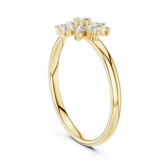 Starburst Floral Diamond Ring in Yellow Gold | Also in Rose Gold, Platinum & 925 Silver
