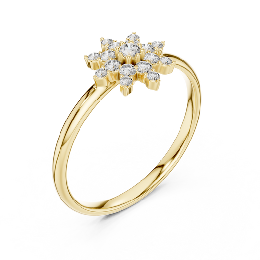 Starburst Floral Diamond Ring in Yellow Gold | Also in Rose Gold, Platinum & 925 Silver
