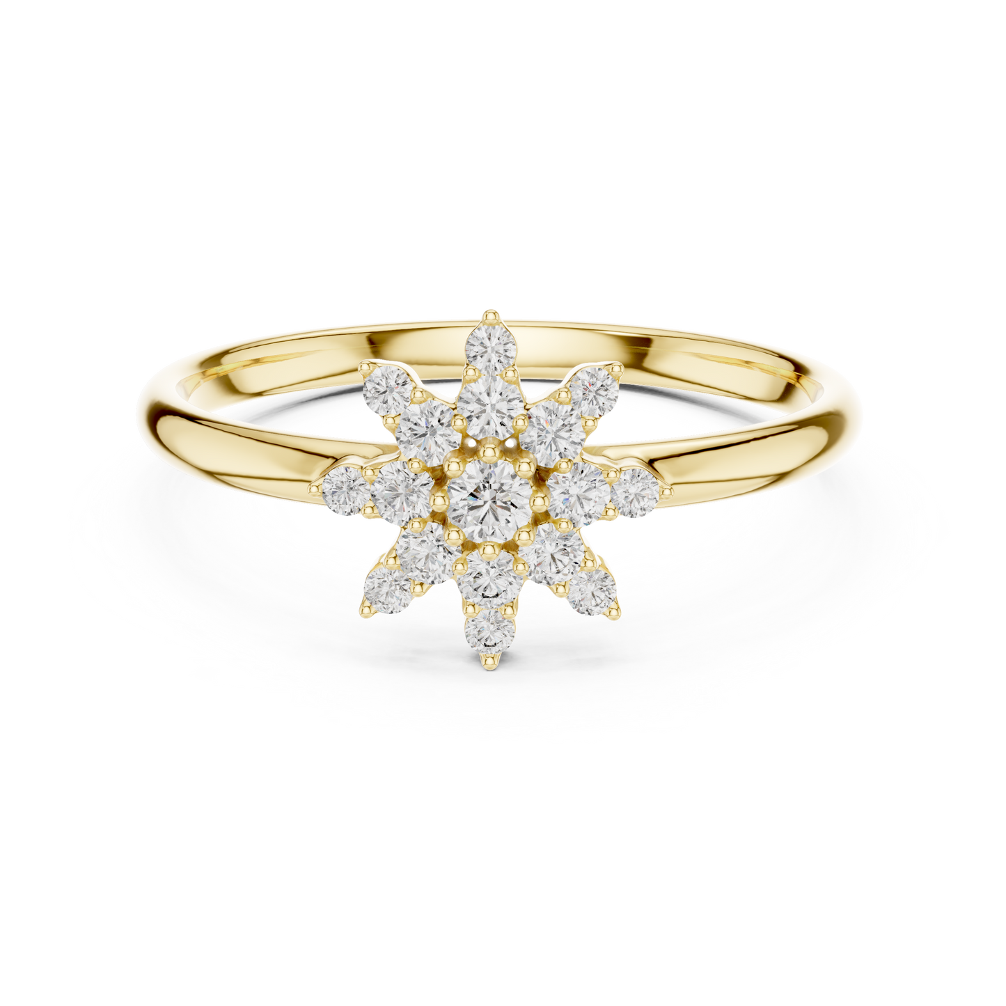 Starburst Floral Diamond Ring in Yellow Gold | Also in Rose Gold, Platinum & 925 Silver