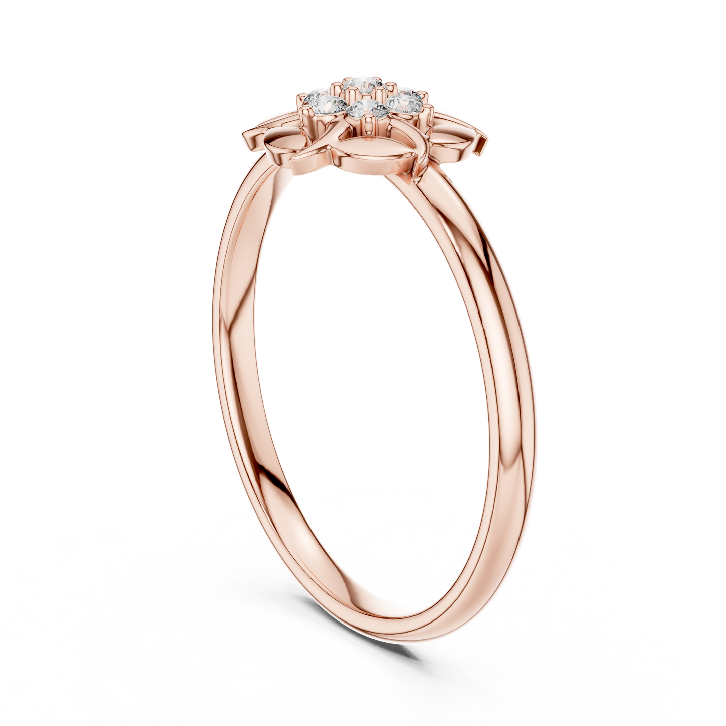 Floral Petal Diamond Ring in Rose Gold | Available in Yellow Gold, Platinum & 925 Silver