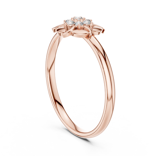 Floral Petal Diamond Ring in Rose Gold | Available in Yellow Gold, Platinum & 925 Silver