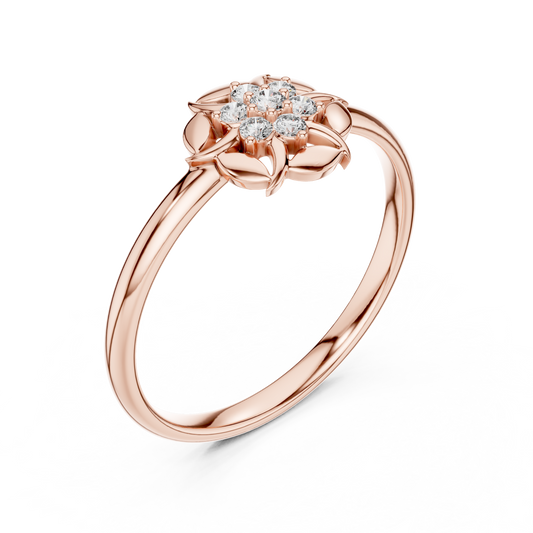Floral Petal Diamond Ring in Rose Gold | Available in Yellow Gold, Platinum & 925 Silver