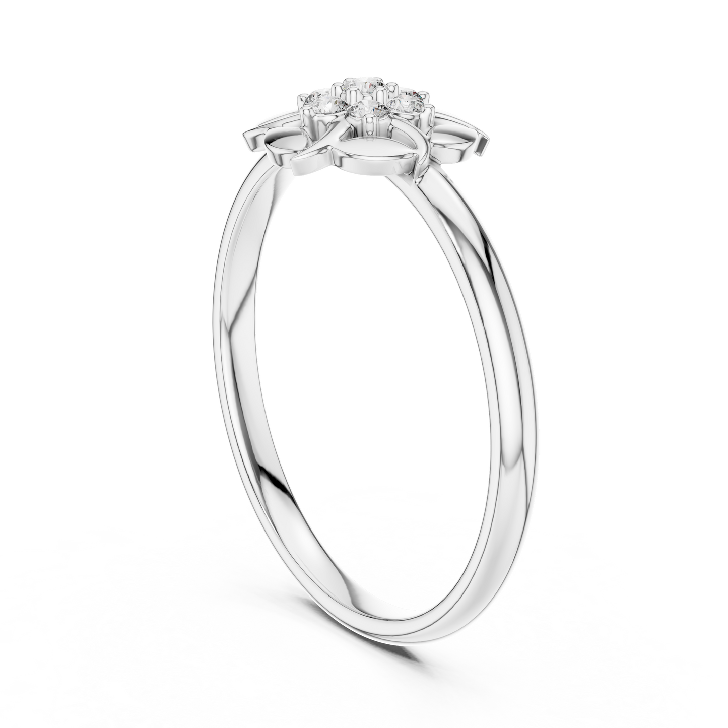 Floral Petal Diamond Ring in Rose Gold | Available in Yellow Gold, Platinum & 925 Silver