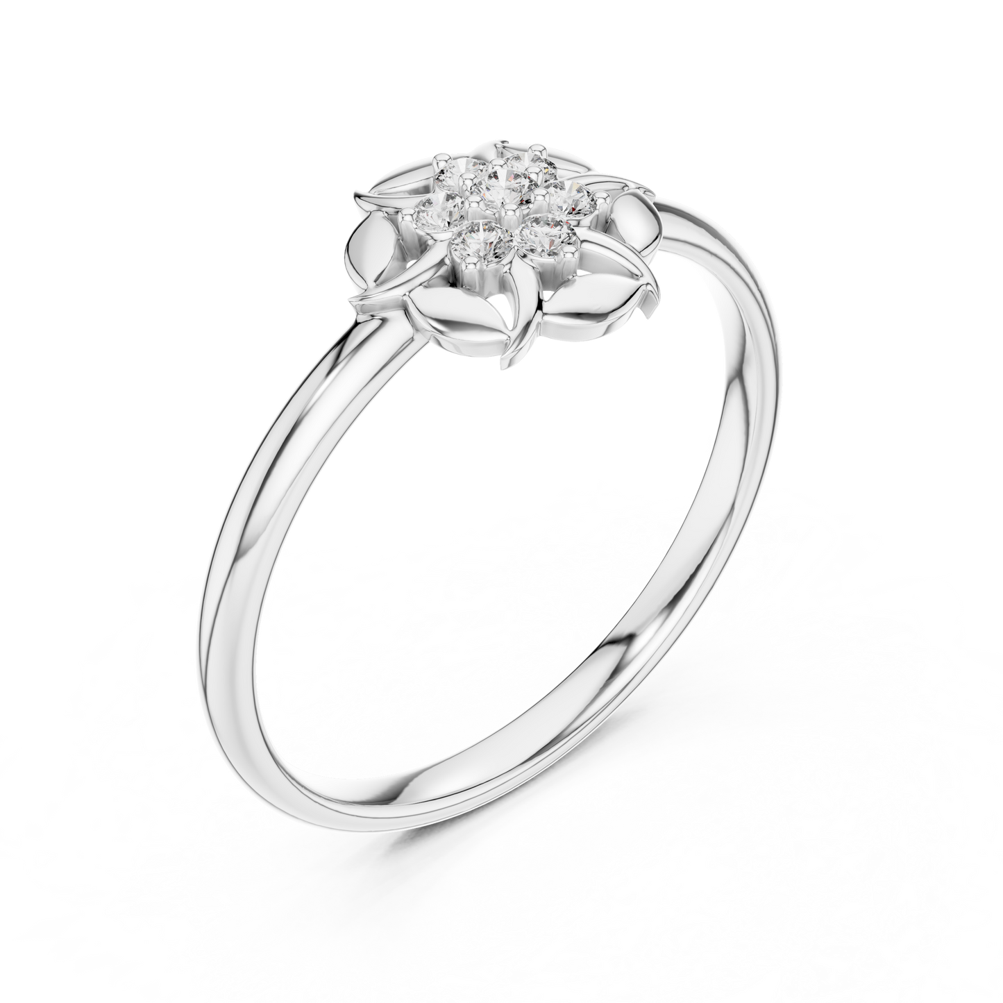 Floral Petal Diamond Ring in Rose Gold | Available in Yellow Gold, Platinum & 925 Silver