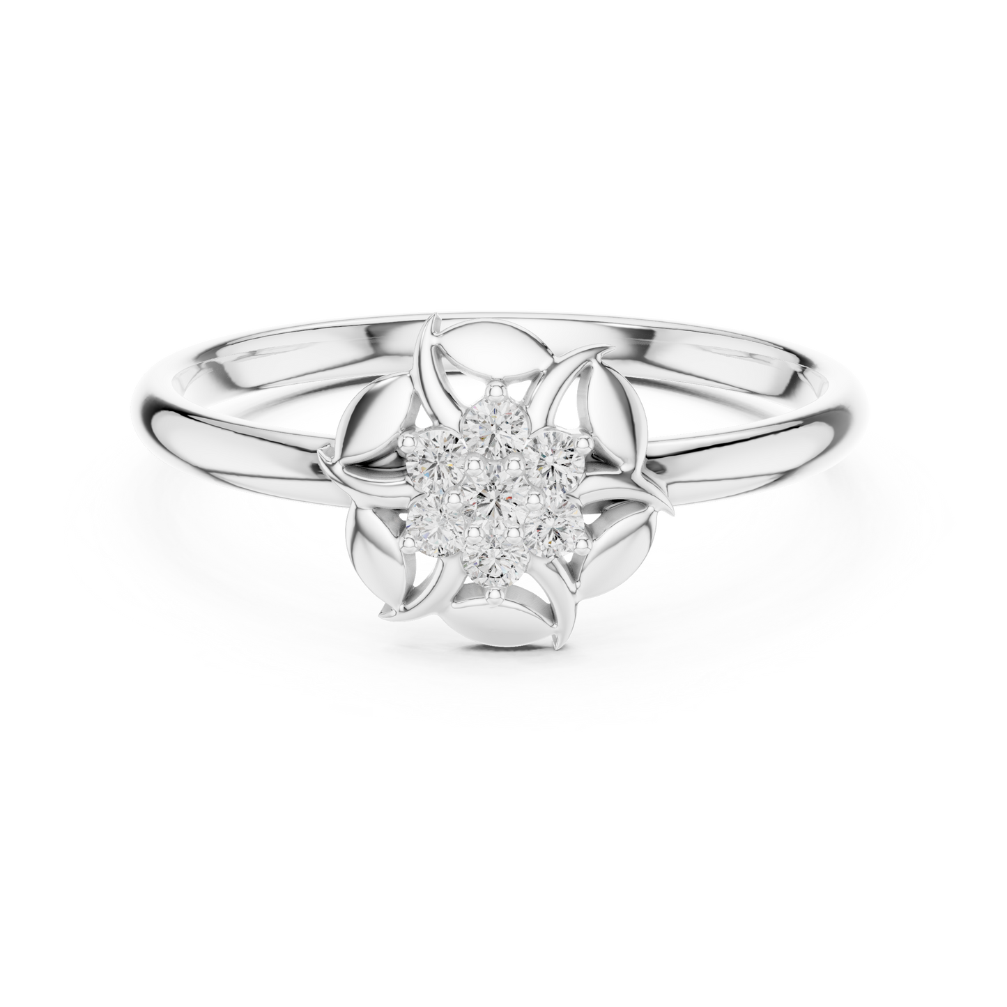 Floral Petal Diamond Ring in Rose Gold | Available in Yellow Gold, Platinum & 925 Silver