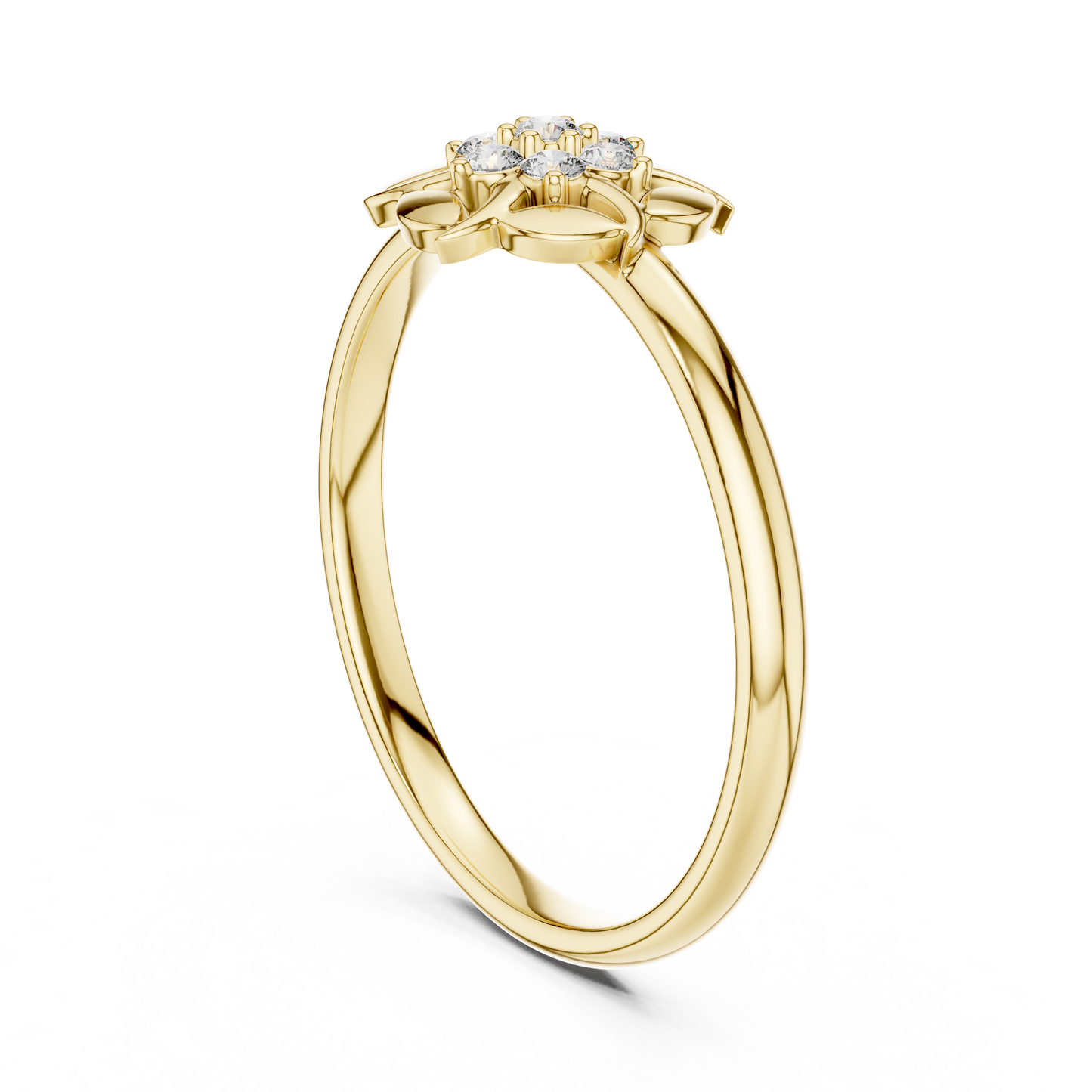 Floral Petal Diamond Ring in Rose Gold | Available in Yellow Gold, Platinum & 925 Silver