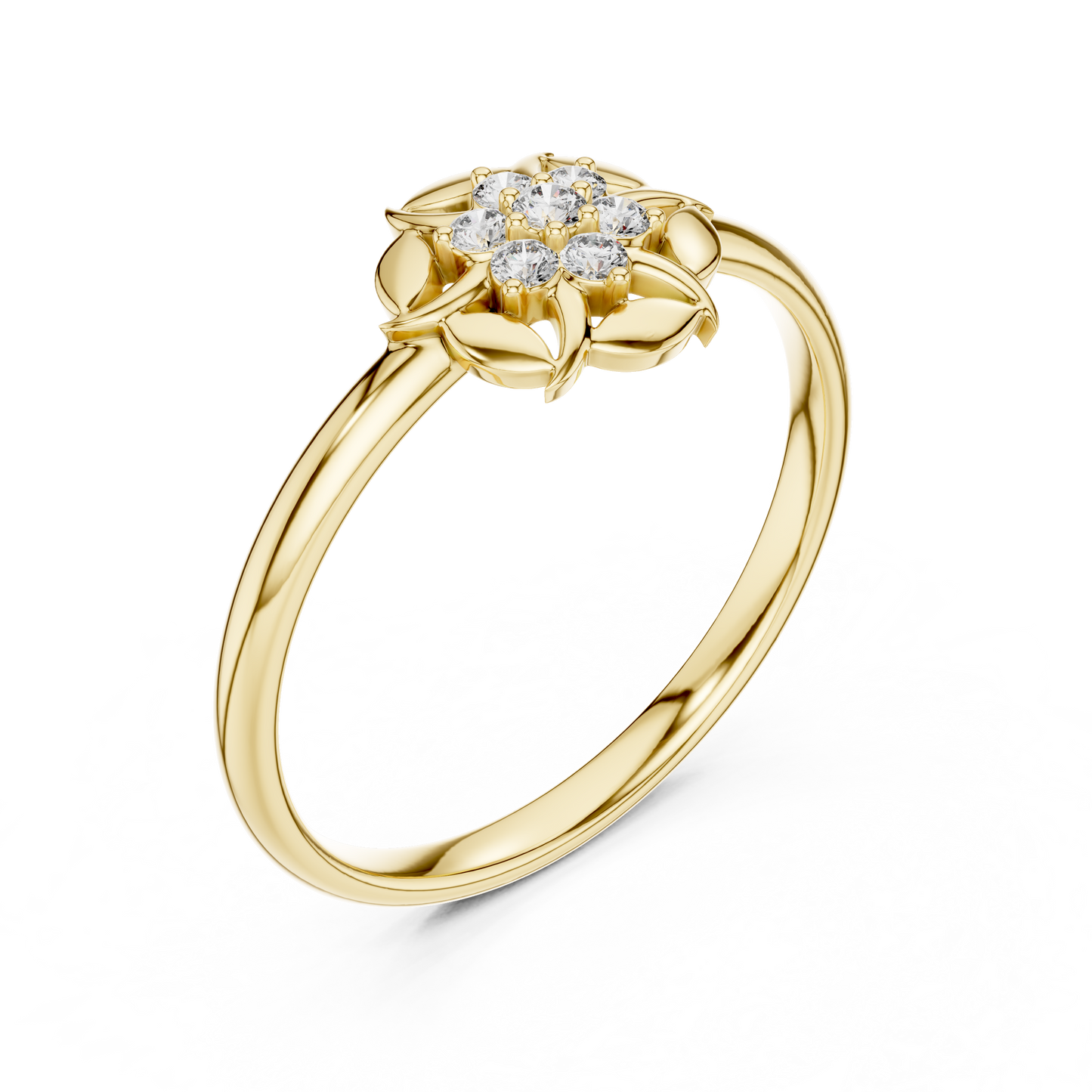 Floral Petal Diamond Ring in Rose Gold | Available in Yellow Gold, Platinum & 925 Silver