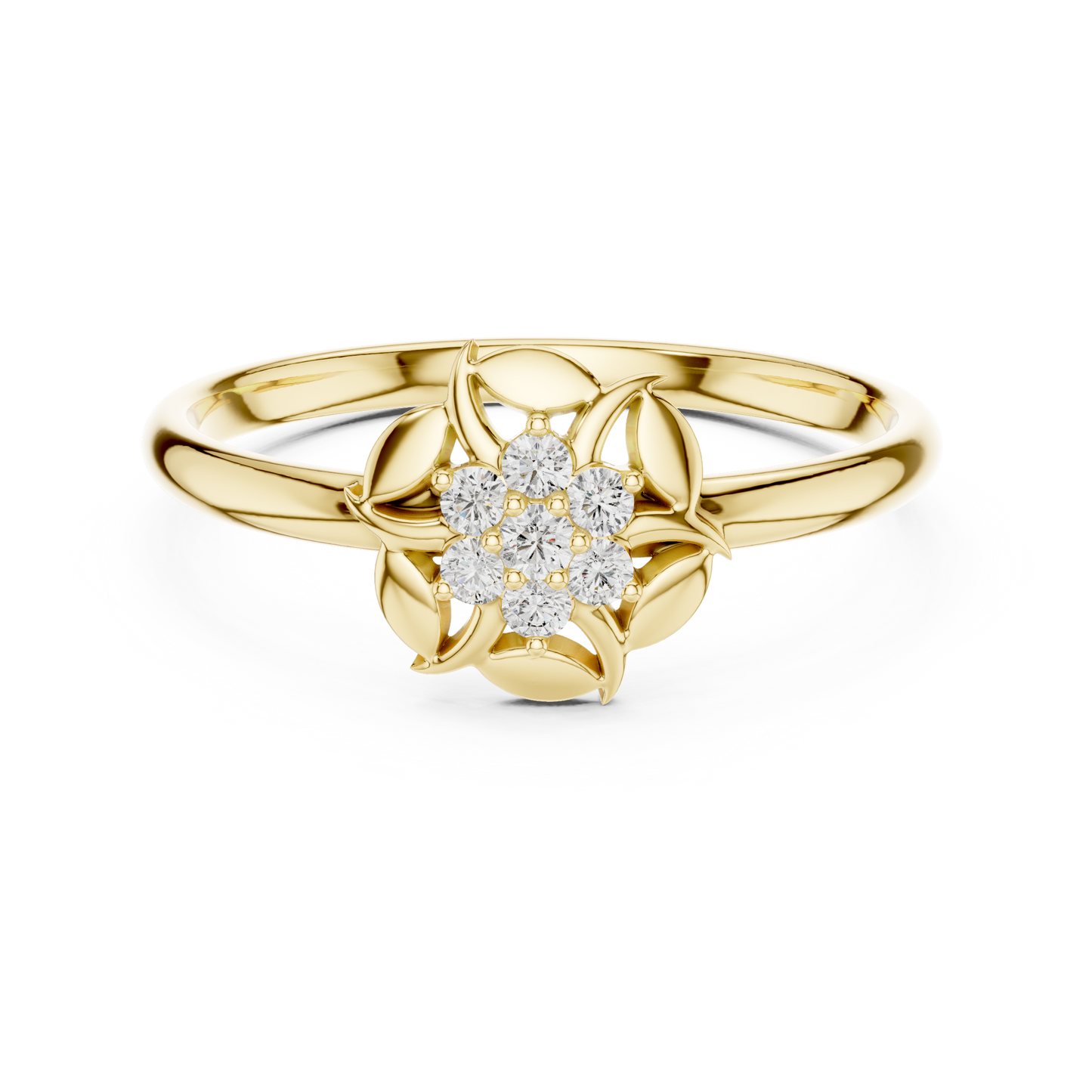 Floral Petal Diamond Ring in Rose Gold | Available in Yellow Gold, Platinum & 925 Silver