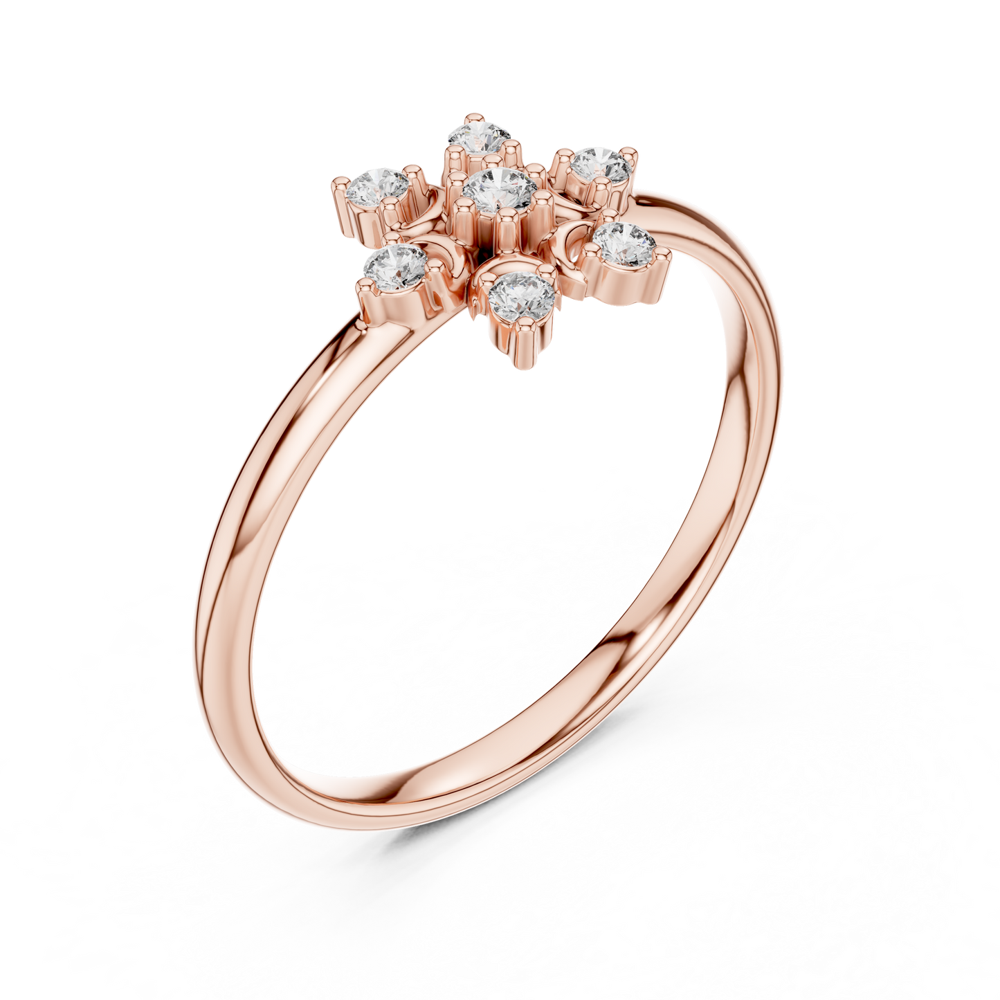 Contemporary Floral Diamond Ring in Yellow Gold | Also in Rose Gold, Platinum & 925 Silver