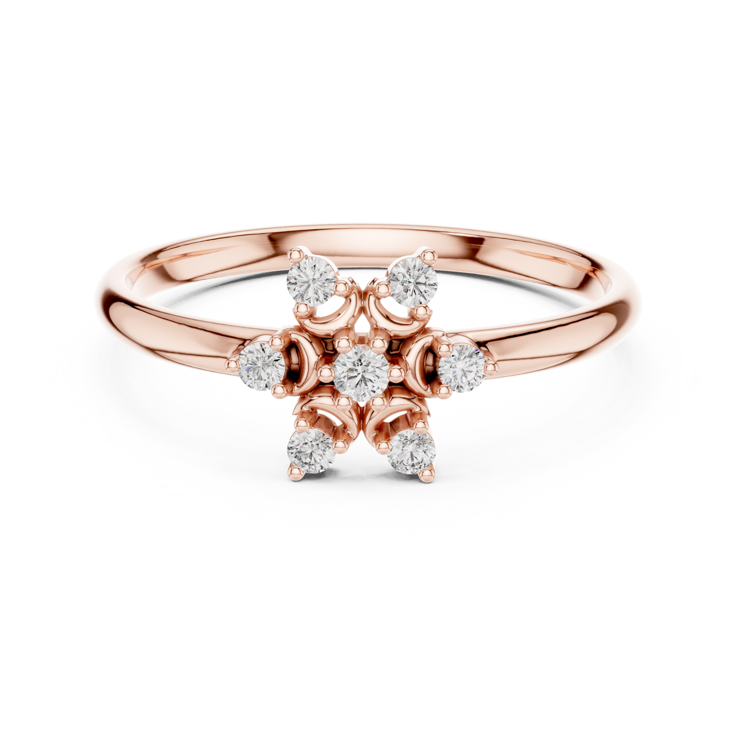 Contemporary Floral Diamond Ring in Yellow Gold | Also in Rose Gold, Platinum & 925 Silver