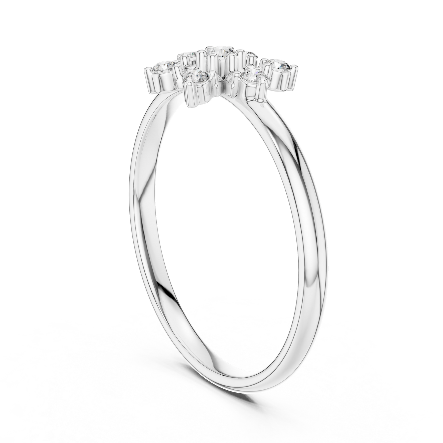Contemporary Floral Diamond Ring in Yellow Gold | Also in Rose Gold, Platinum & 925 Silver