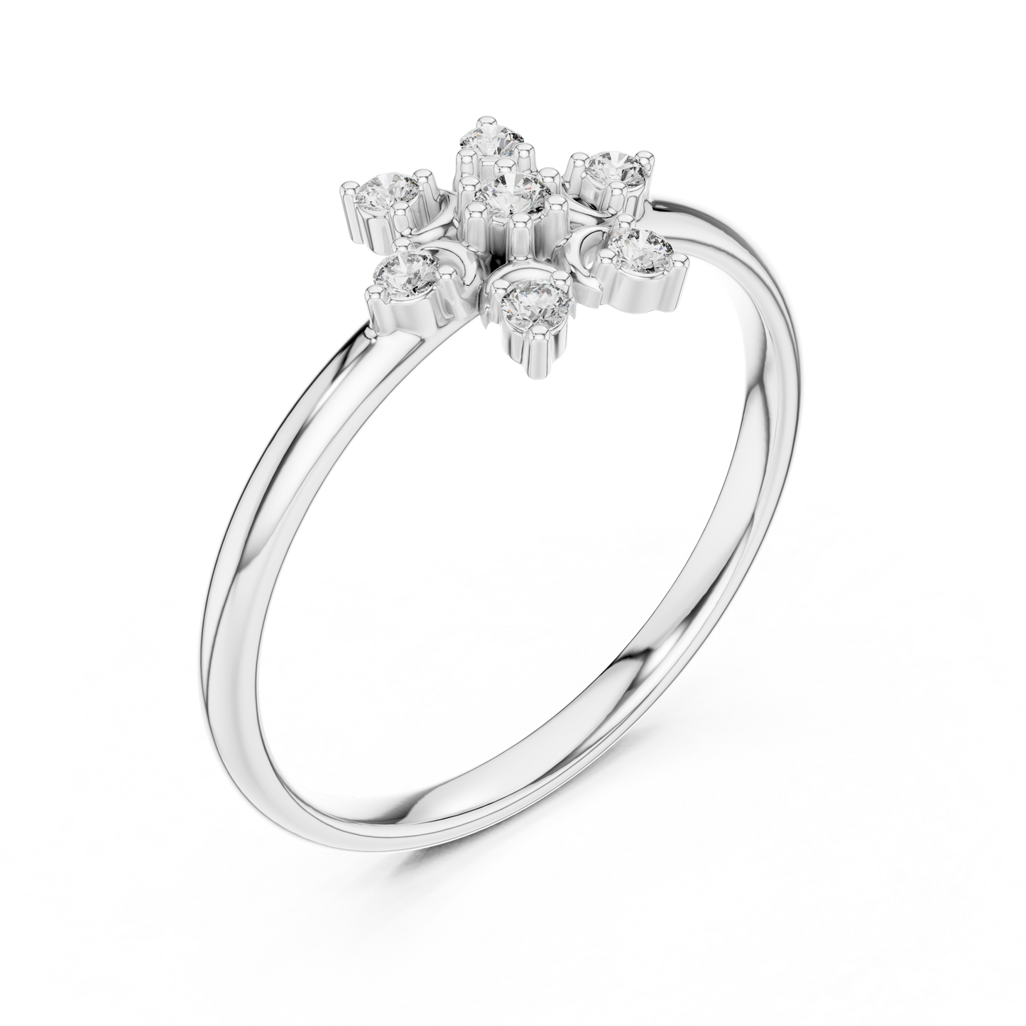Contemporary Floral Diamond Ring in Yellow Gold | Also in Rose Gold, Platinum & 925 Silver