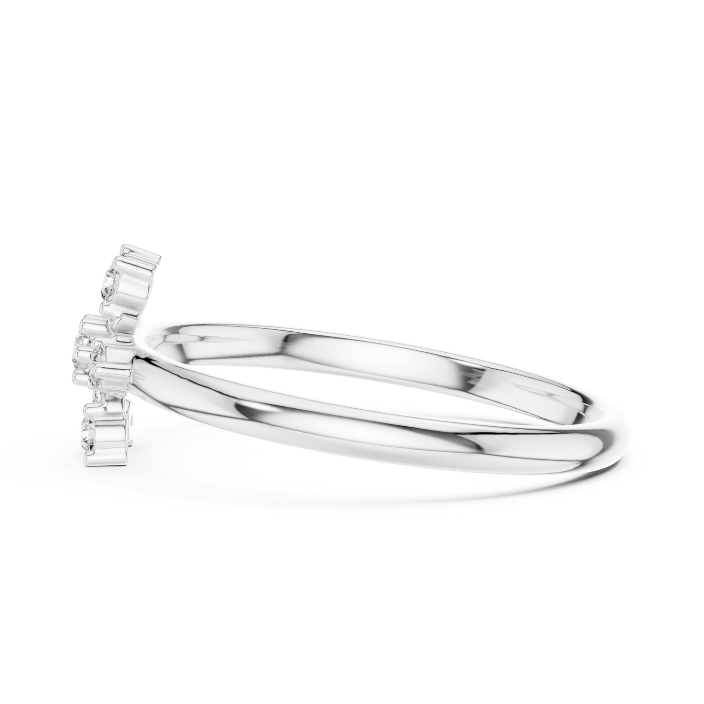 Contemporary Floral Diamond Ring in Yellow Gold | Also in Rose Gold, Platinum & 925 Silver