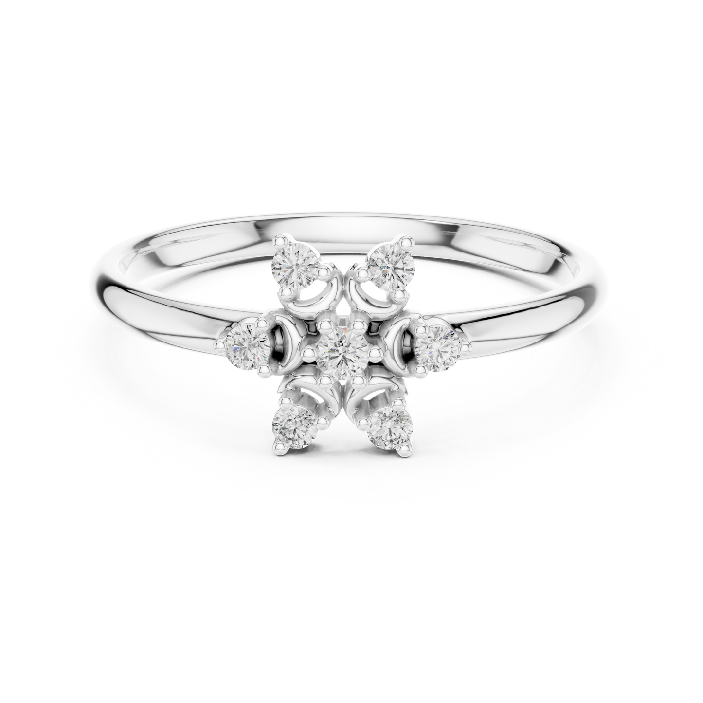 Contemporary Floral Diamond Ring in Yellow Gold | Also in Rose Gold, Platinum & 925 Silver