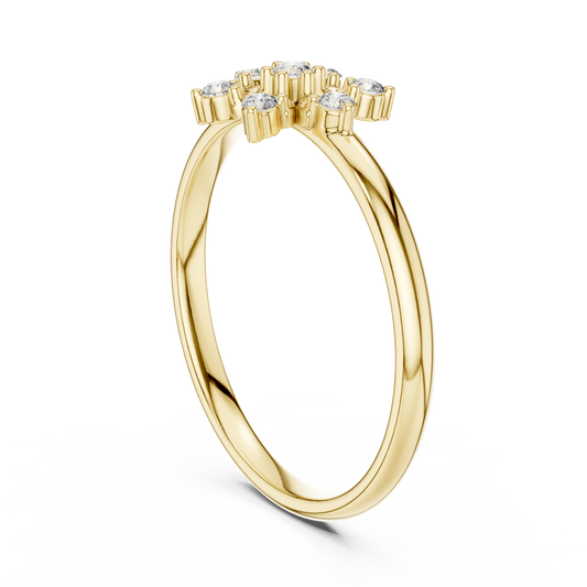 Contemporary Floral Diamond Ring in Yellow Gold | Also in Rose Gold, Platinum & 925 Silver