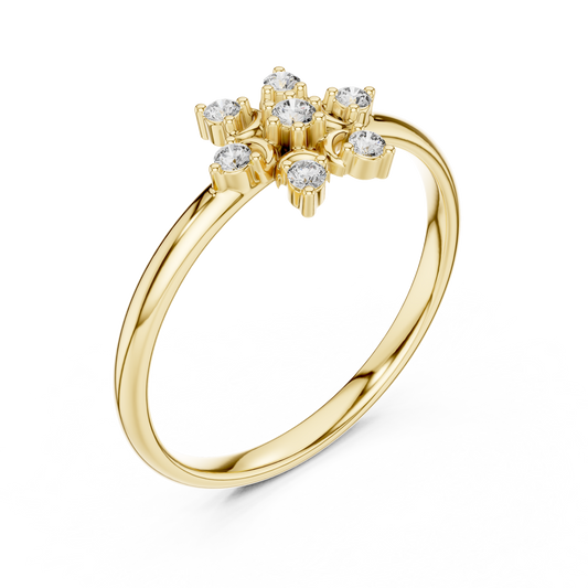 Contemporary Floral Diamond Ring in Yellow Gold | Also in Rose Gold, Platinum & 925 Silver