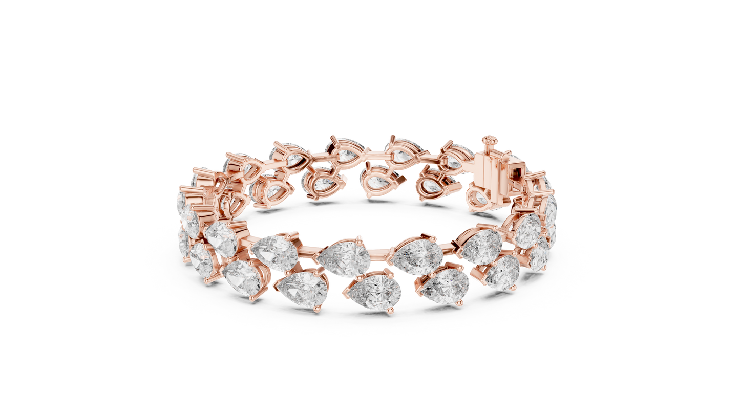 Pear & Round Diamond Cluster Bracelet in Rose Gold | Also in Yellow Gold, Platinum & 925 Silver