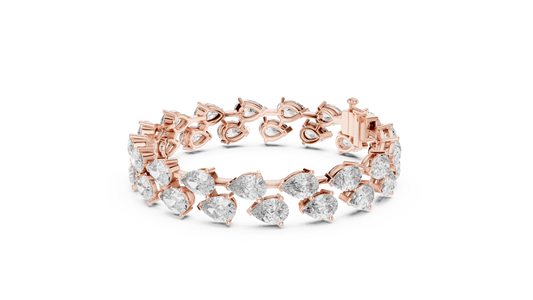 Pear & Round Diamond Cluster Bracelet in Rose Gold | Also in Yellow Gold, Platinum & 925 Silver