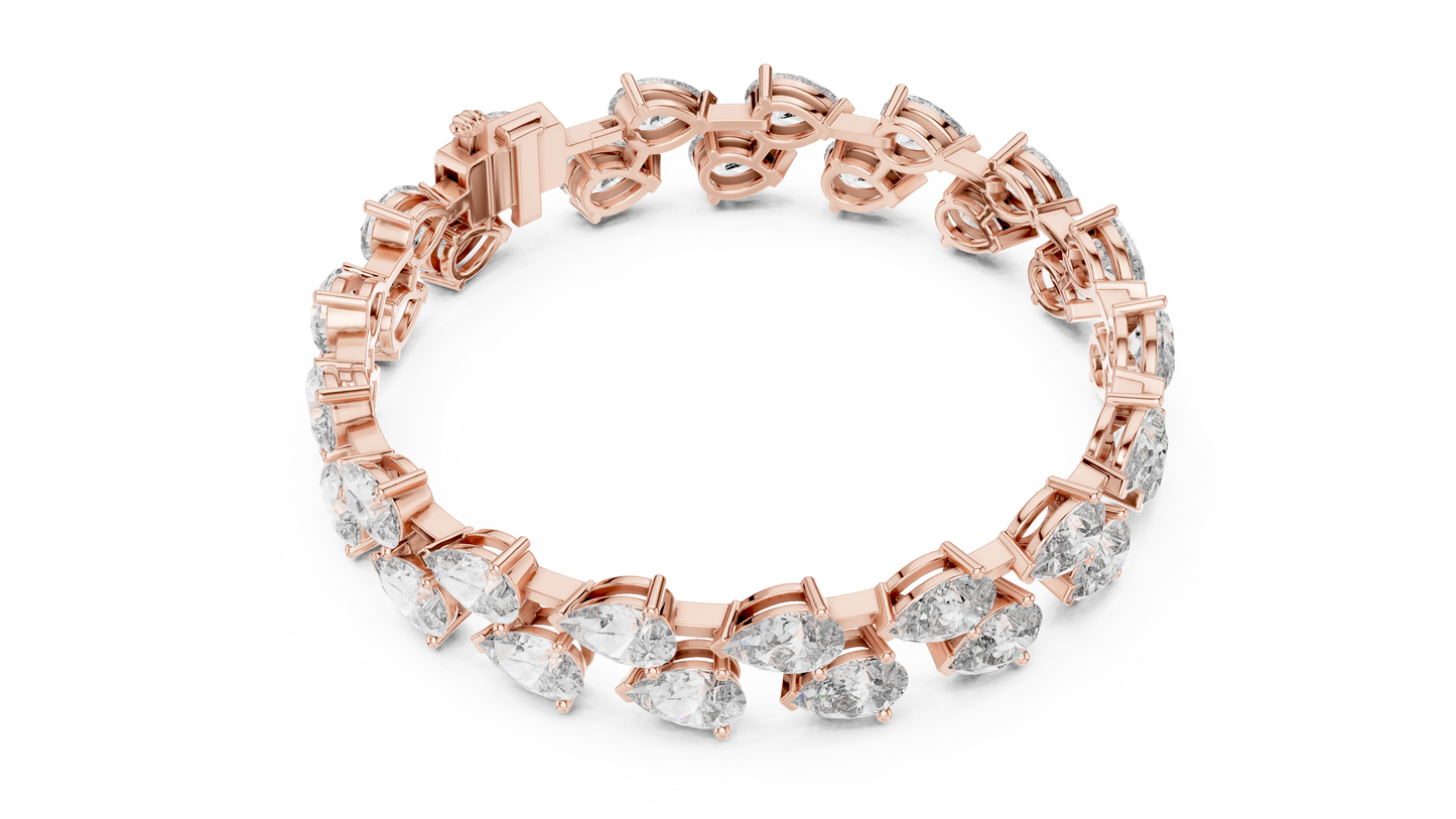 Pear & Round Diamond Cluster Bracelet in Rose Gold | Also in Yellow Gold, Platinum & 925 Silver