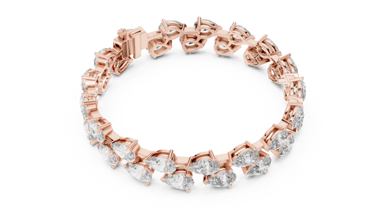 Pear & Round Diamond Cluster Bracelet in Rose Gold | Also in Yellow Gold, Platinum & 925 Silver