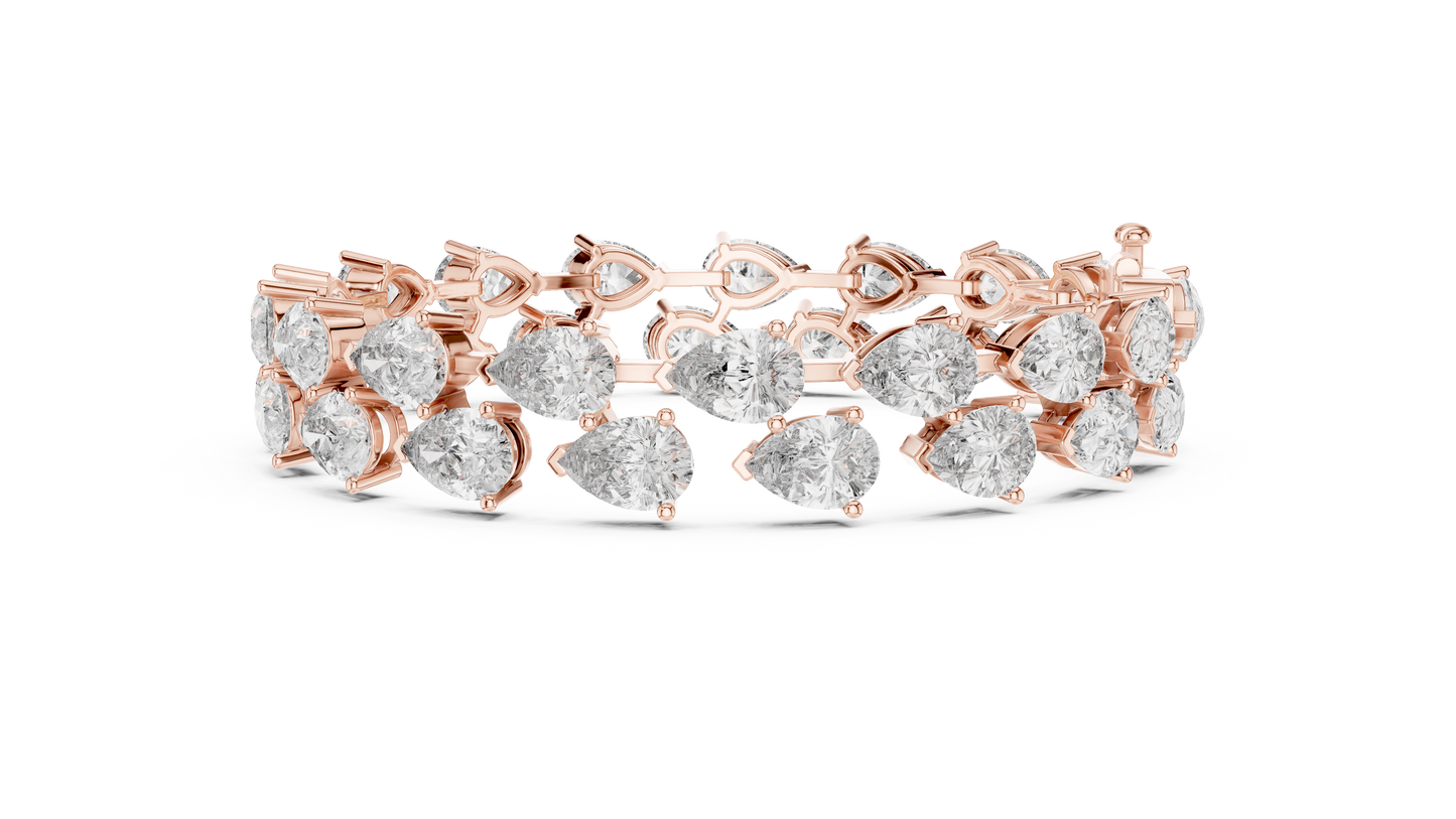 Pear & Round Diamond Cluster Bracelet in Rose Gold | Also in Yellow Gold, Platinum & 925 Silver