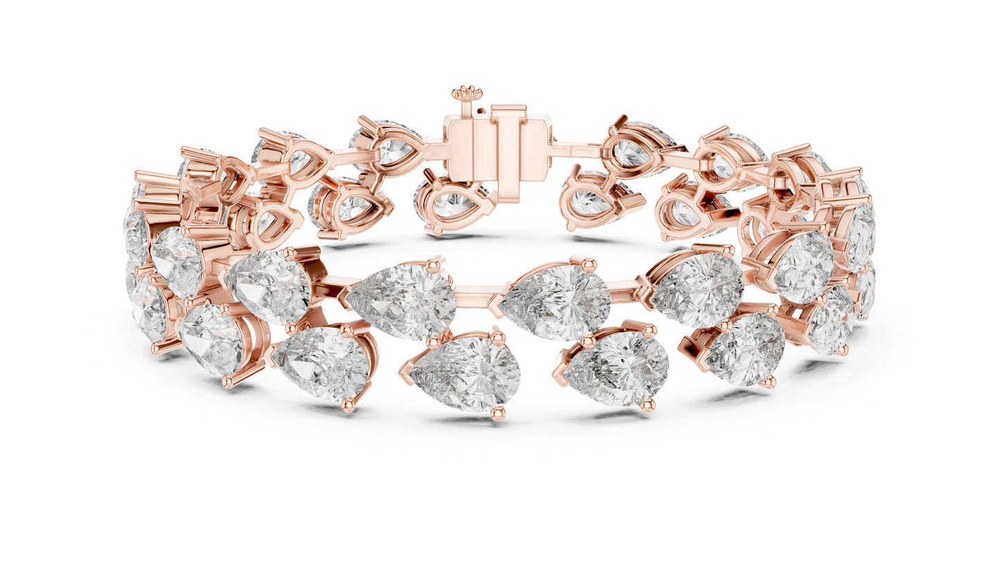 Pear & Round Diamond Cluster Bracelet in Rose Gold | Also in Yellow Gold, Platinum & 925 Silver