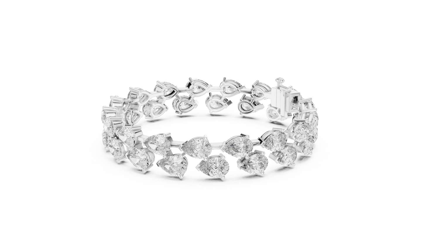 Pear & Round Diamond Cluster Bracelet in Rose Gold | Also in Yellow Gold, Platinum & 925 Silver