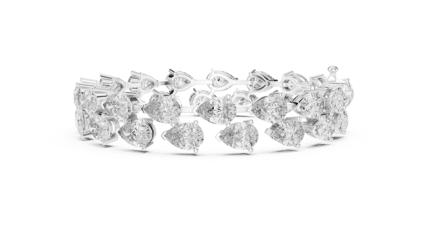 Pear & Round Diamond Cluster Bracelet in Rose Gold | Also in Yellow Gold, Platinum & 925 Silver