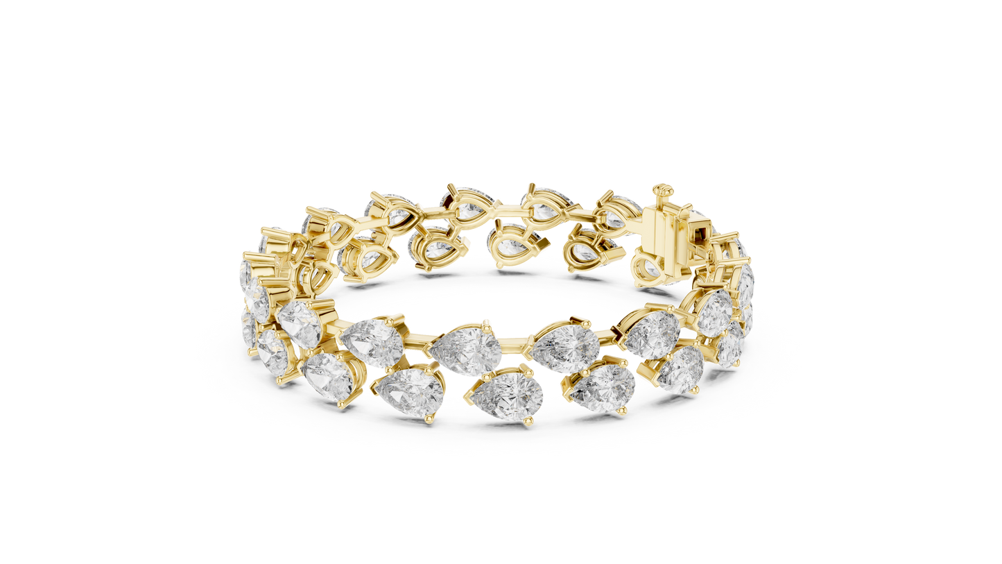 Pear & Round Diamond Cluster Bracelet in Rose Gold | Also in Yellow Gold, Platinum & 925 Silver