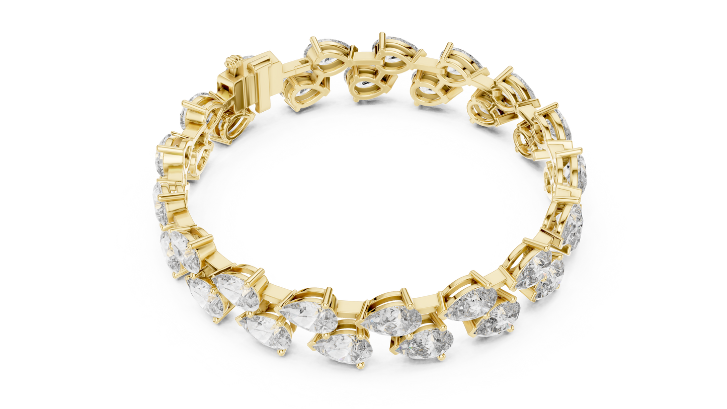 Pear & Round Diamond Cluster Bracelet in Rose Gold | Also in Yellow Gold, Platinum & 925 Silver