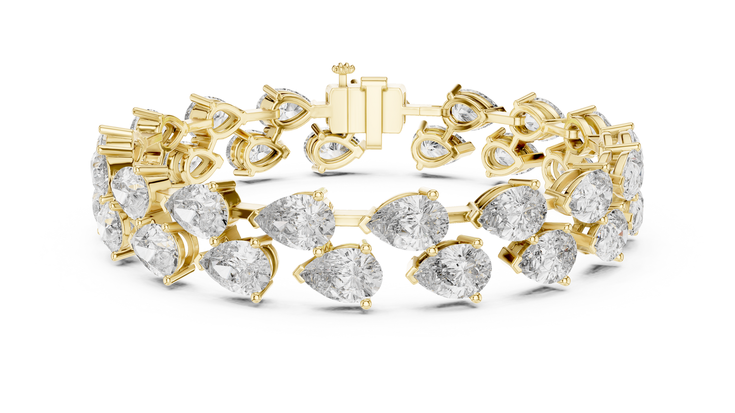 Pear & Round Diamond Cluster Bracelet in Rose Gold | Also in Yellow Gold, Platinum & 925 Silver