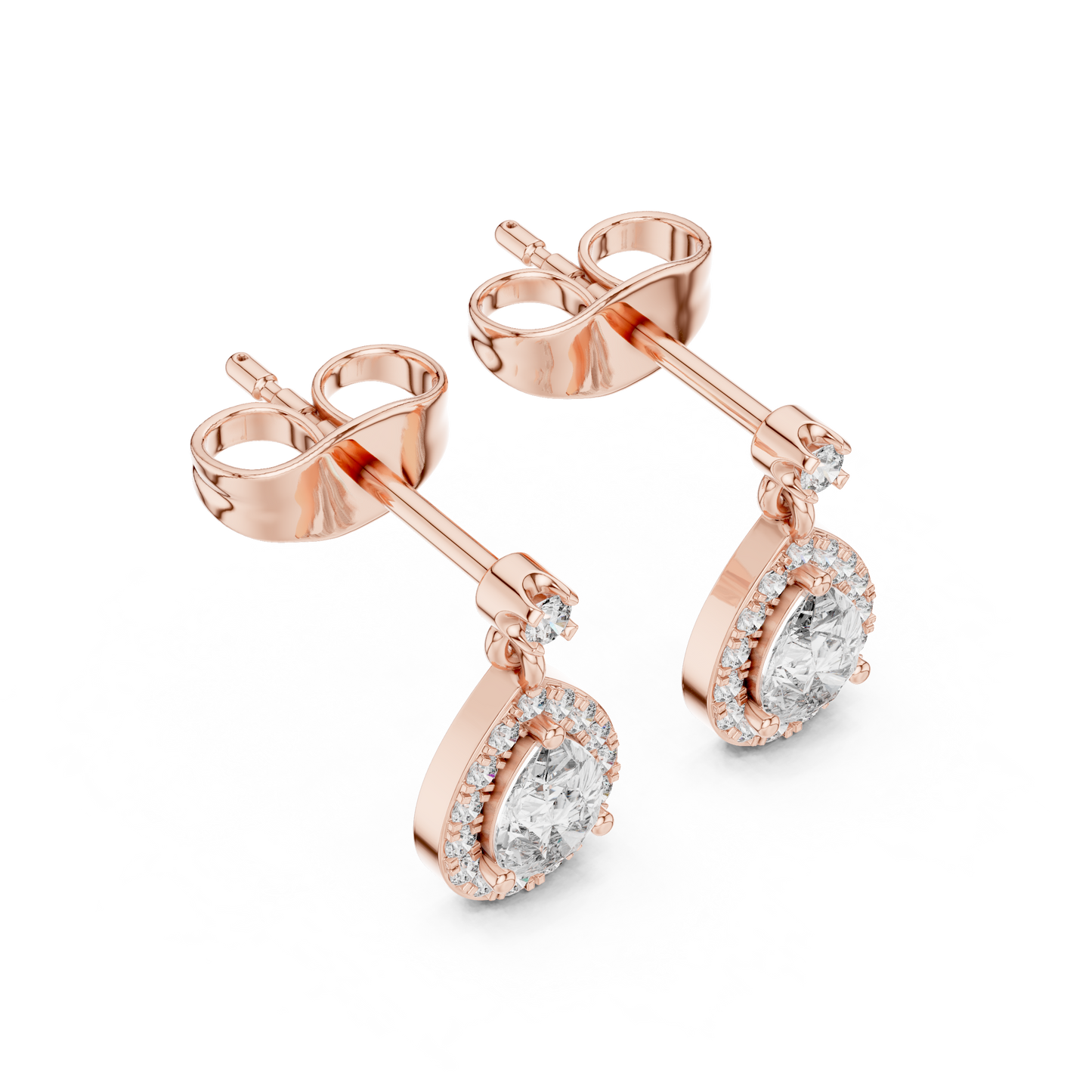 Oval Halo Diamond Drop Earrings | Elegant Dangle Studs