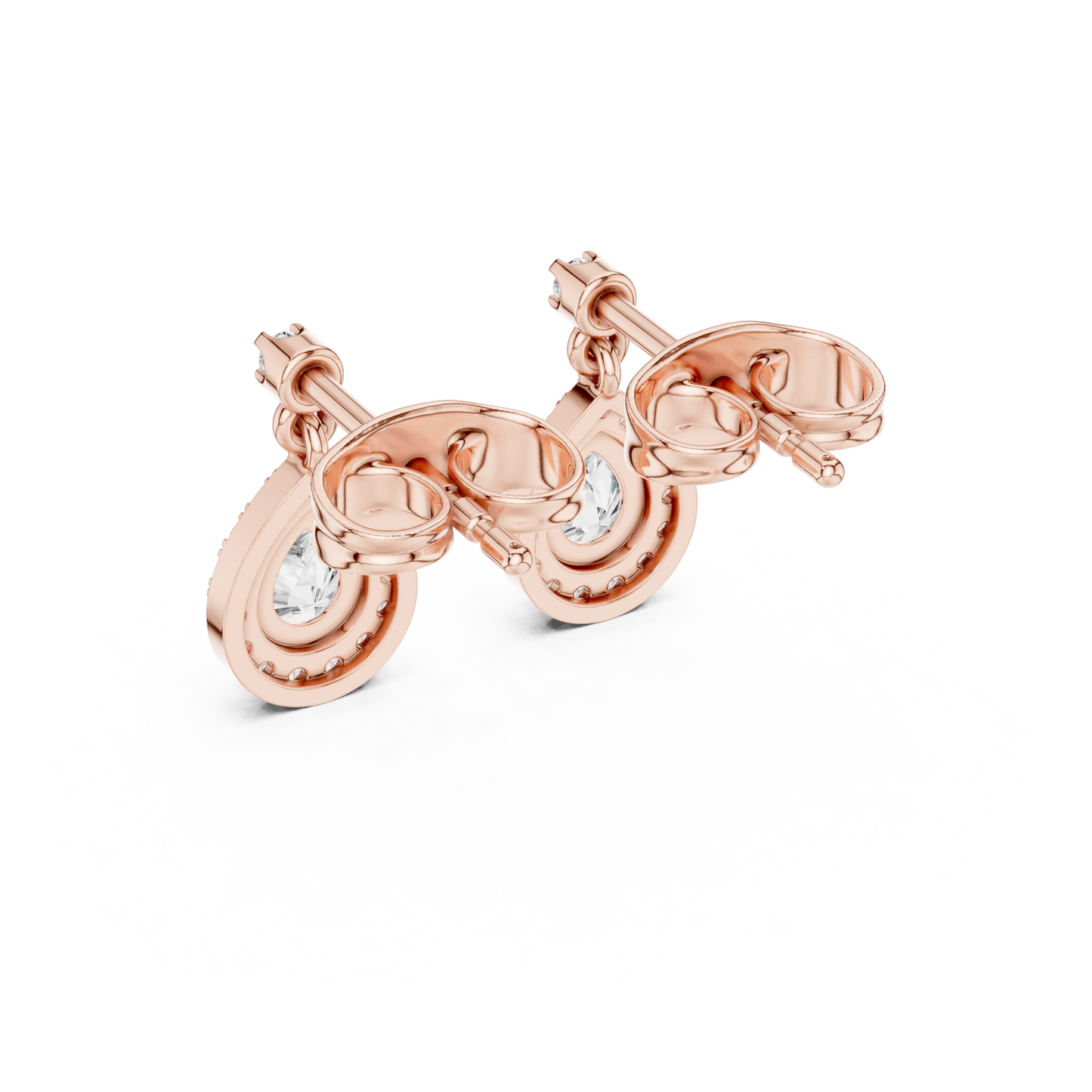 Oval Halo Diamond Drop Earrings | Elegant Dangle Studs
