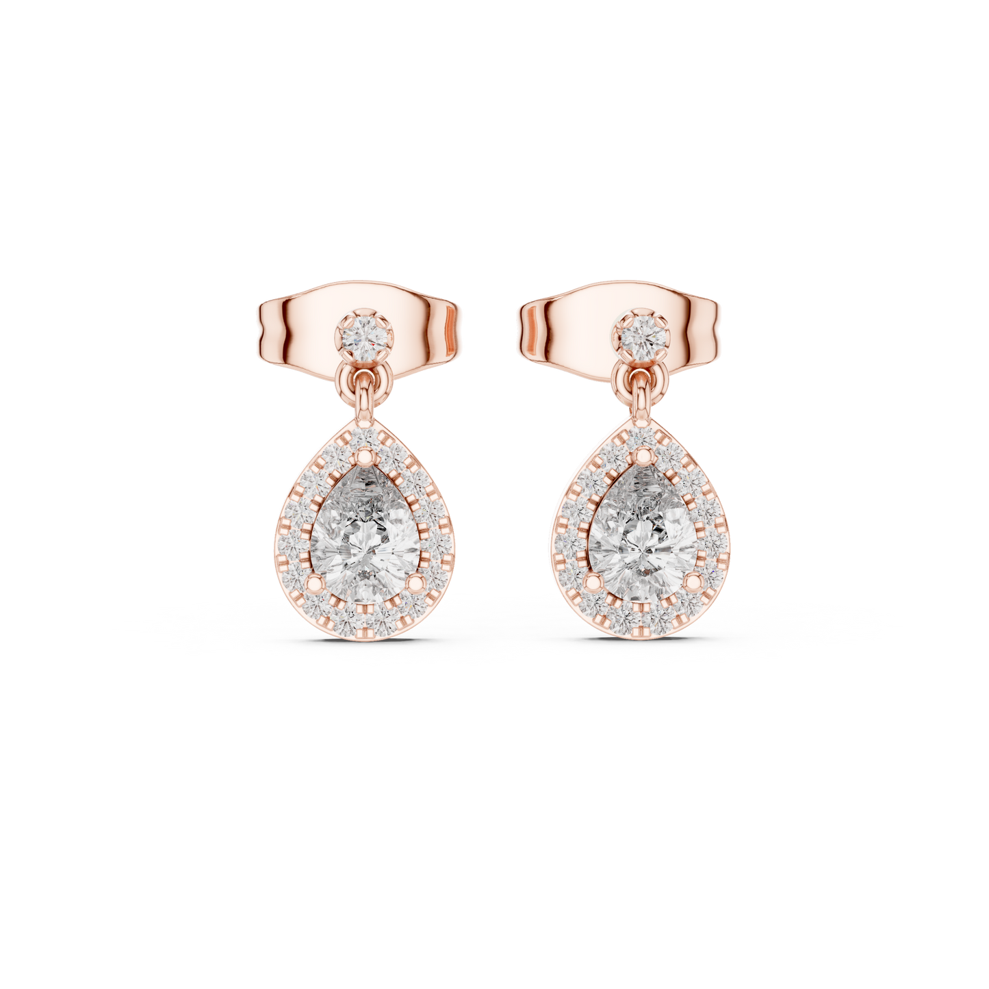 Oval Halo Diamond Drop Earrings | Elegant Dangle Studs
