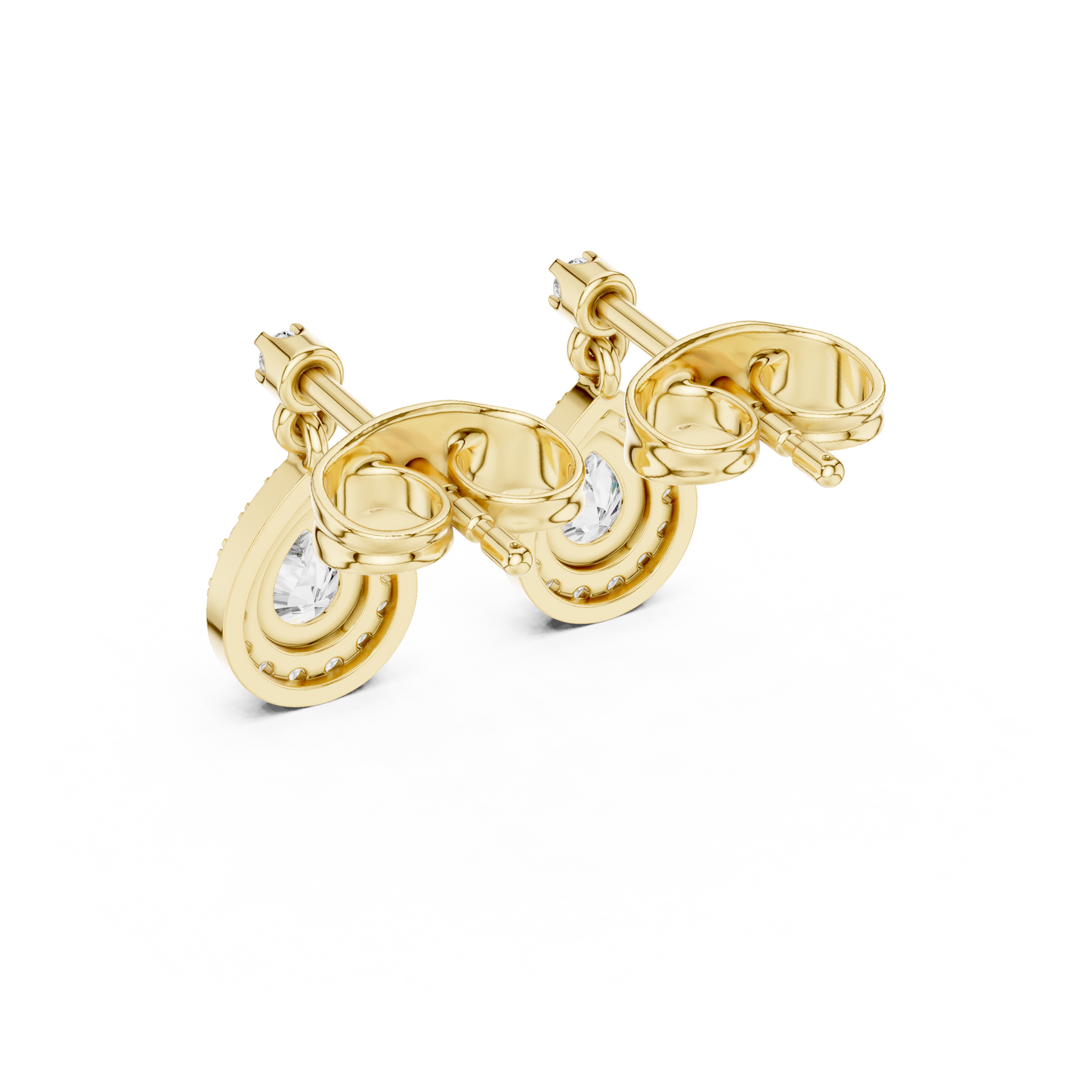 Oval Halo Diamond Drop Earrings | Elegant Dangle Studs