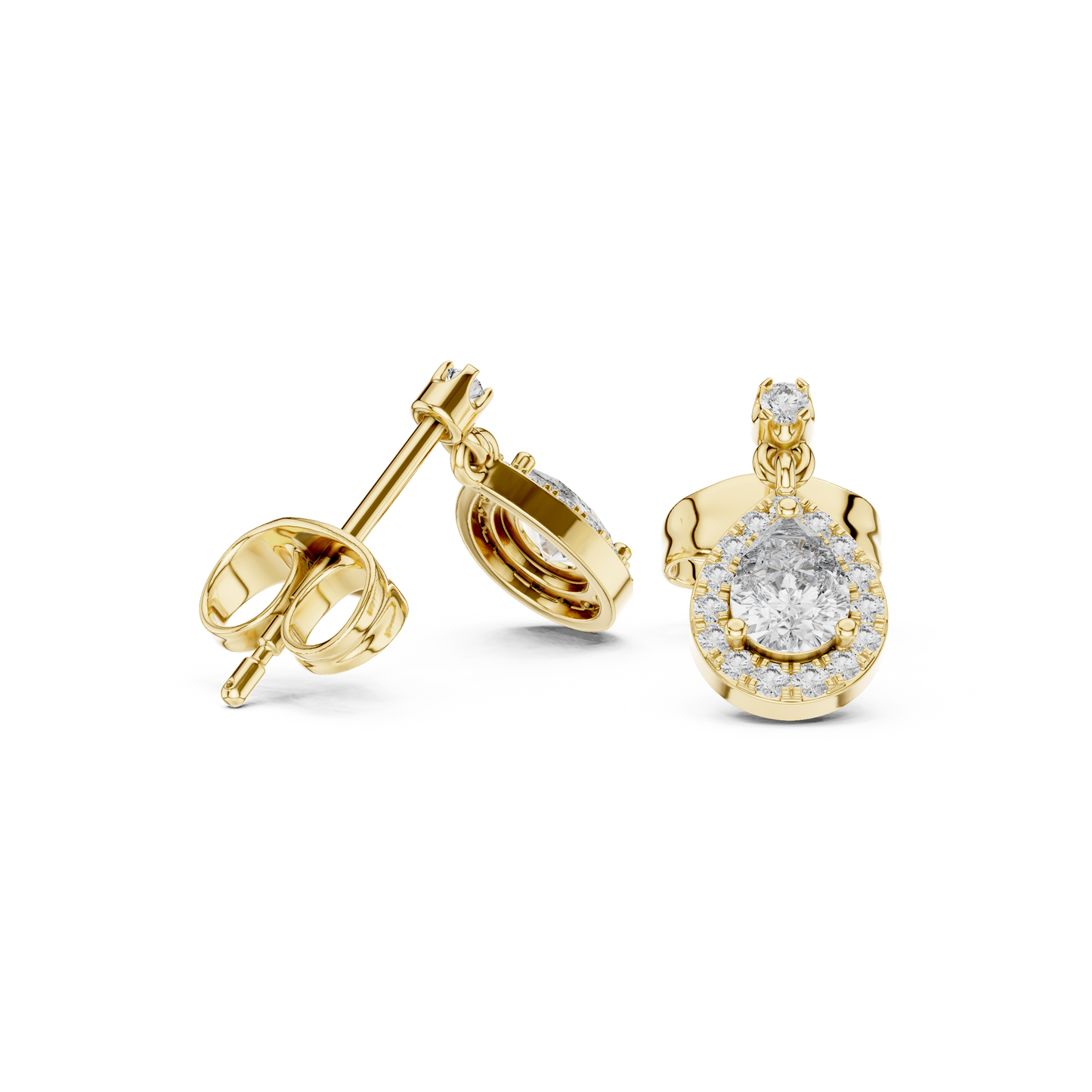 Oval Halo Diamond Drop Earrings | Elegant Dangle Studs