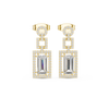 Art Deco Emerald Cut Drop Earrings | Geometric Diamond Dangles