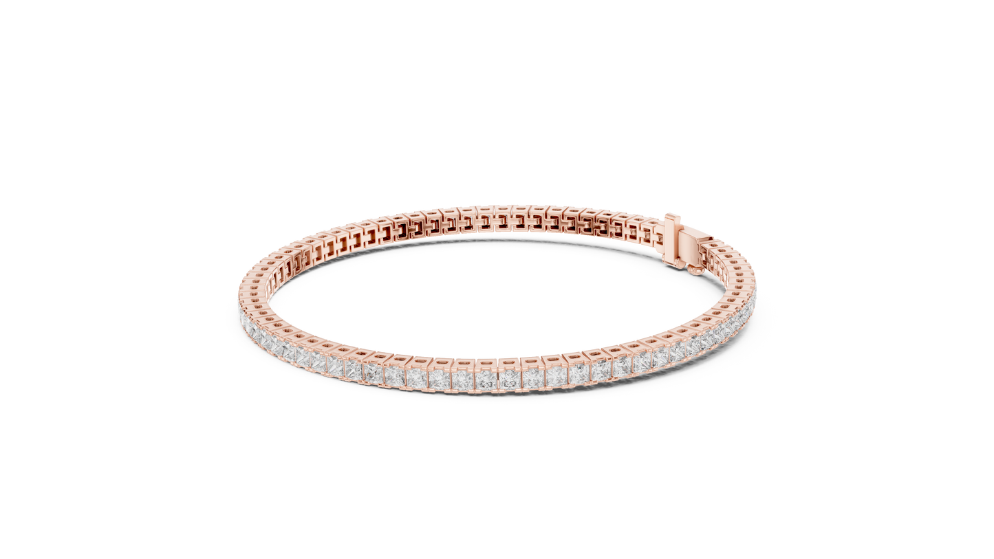 Princess-Cut Diamond Tennis Bracelet in Rose Gold | Also in Yellow Gold, Platinum & Silver