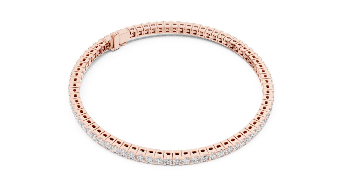 Princess-Cut Diamond Tennis Bracelet in Rose Gold | Also in Yellow Gold, Platinum & Silver