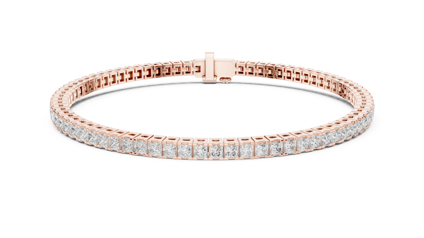 Princess-Cut Diamond Tennis Bracelet in Rose Gold | Also in Yellow Gold, Platinum & Silver