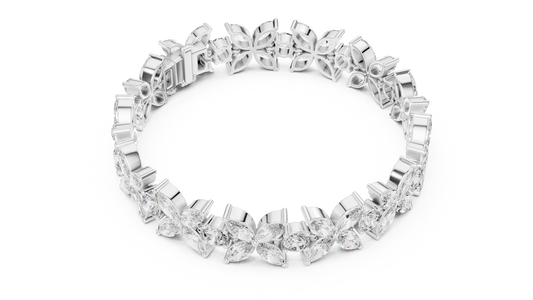Floral Marquise Diamond Bracelet in White Metal | Available in Gold, Silver & Platinum