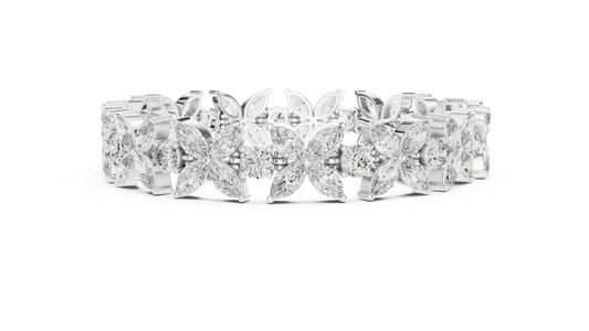 Floral Marquise Diamond Bracelet in White Metal | Available in Gold, Silver & Platinum