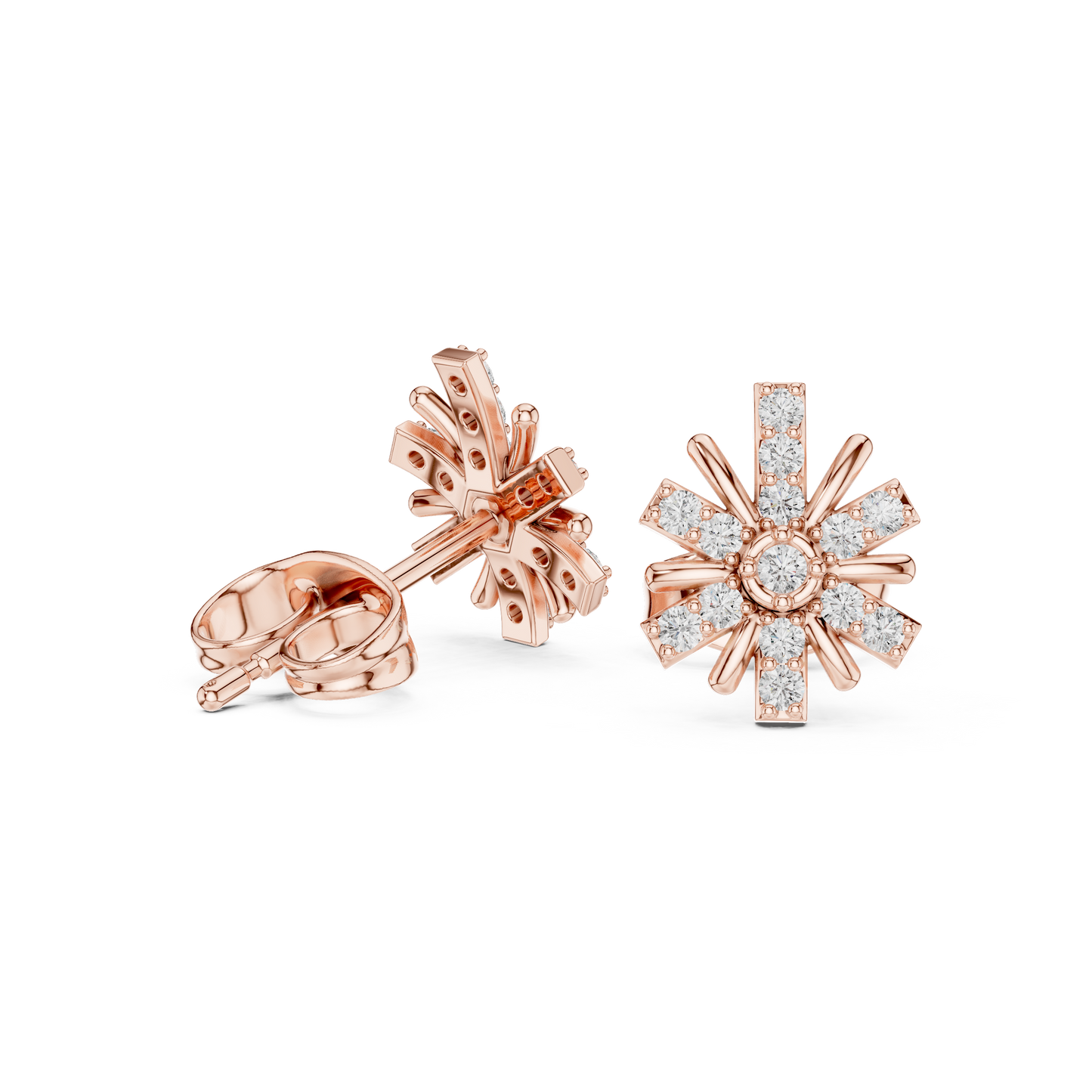 Floral Burst Diamond Stud Earrings | Radiant Bloom Design