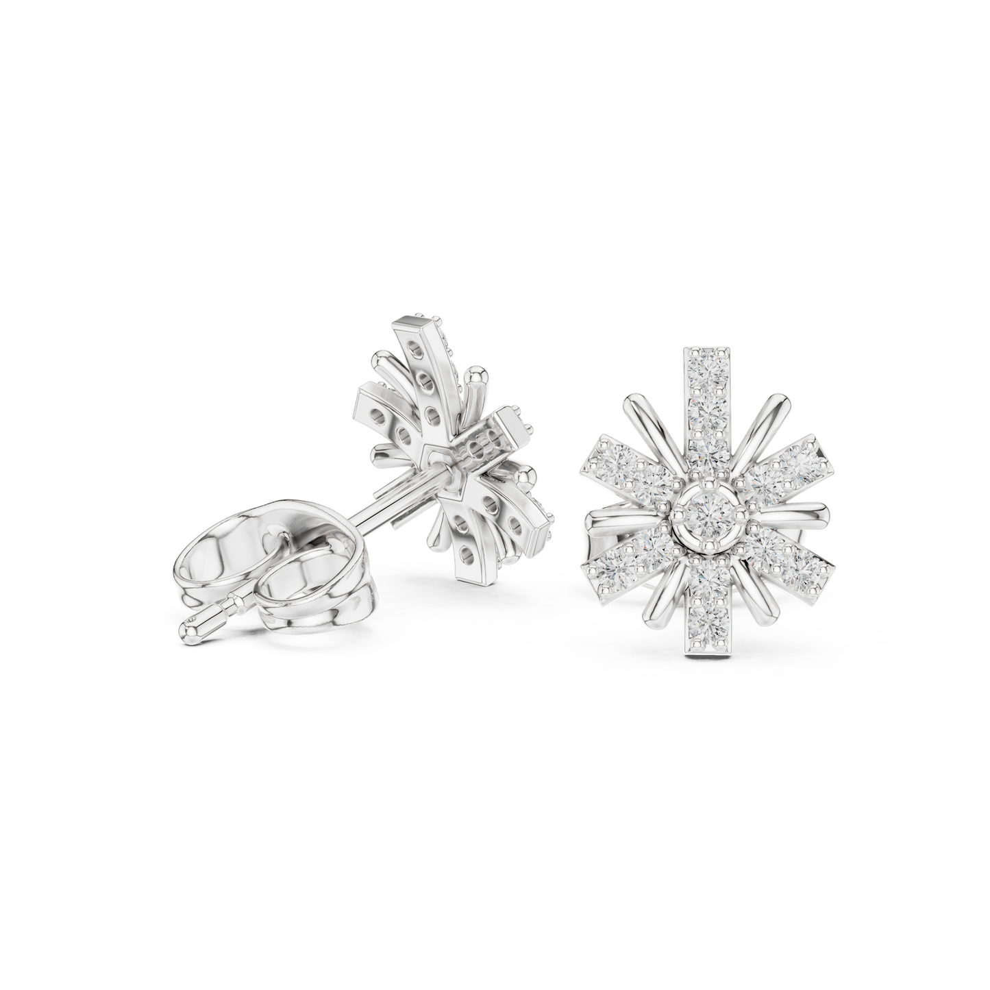 Floral Burst Diamond Stud Earrings | Radiant Bloom Design