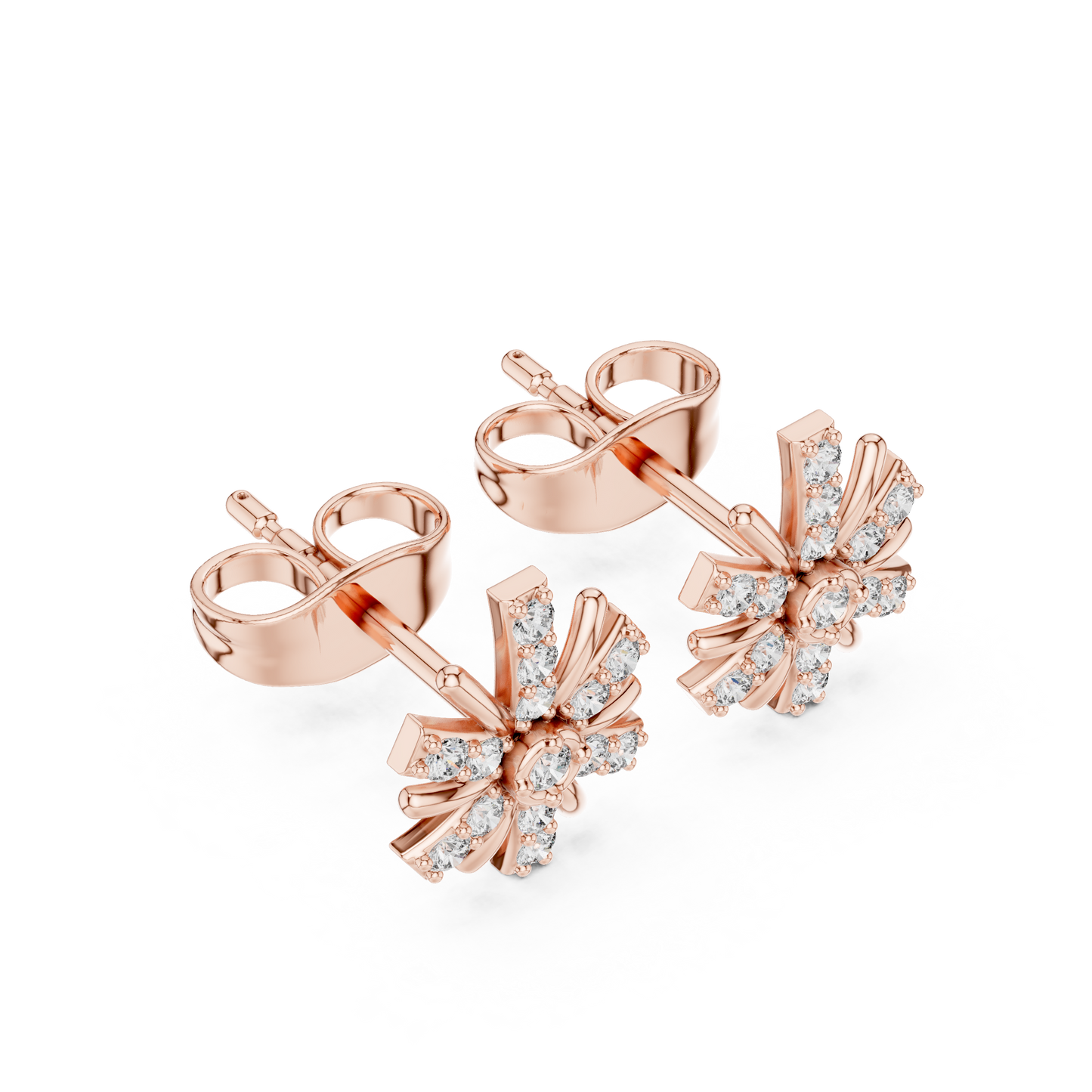 Floral Burst Diamond Stud Earrings | Radiant Bloom Design