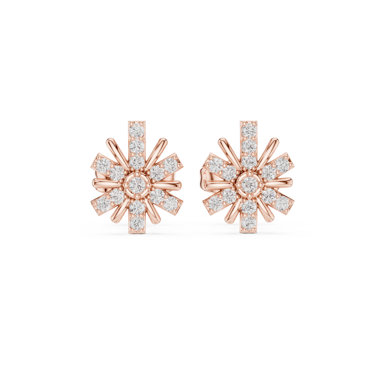 Floral Burst Diamond Stud Earrings | Radiant Bloom Design