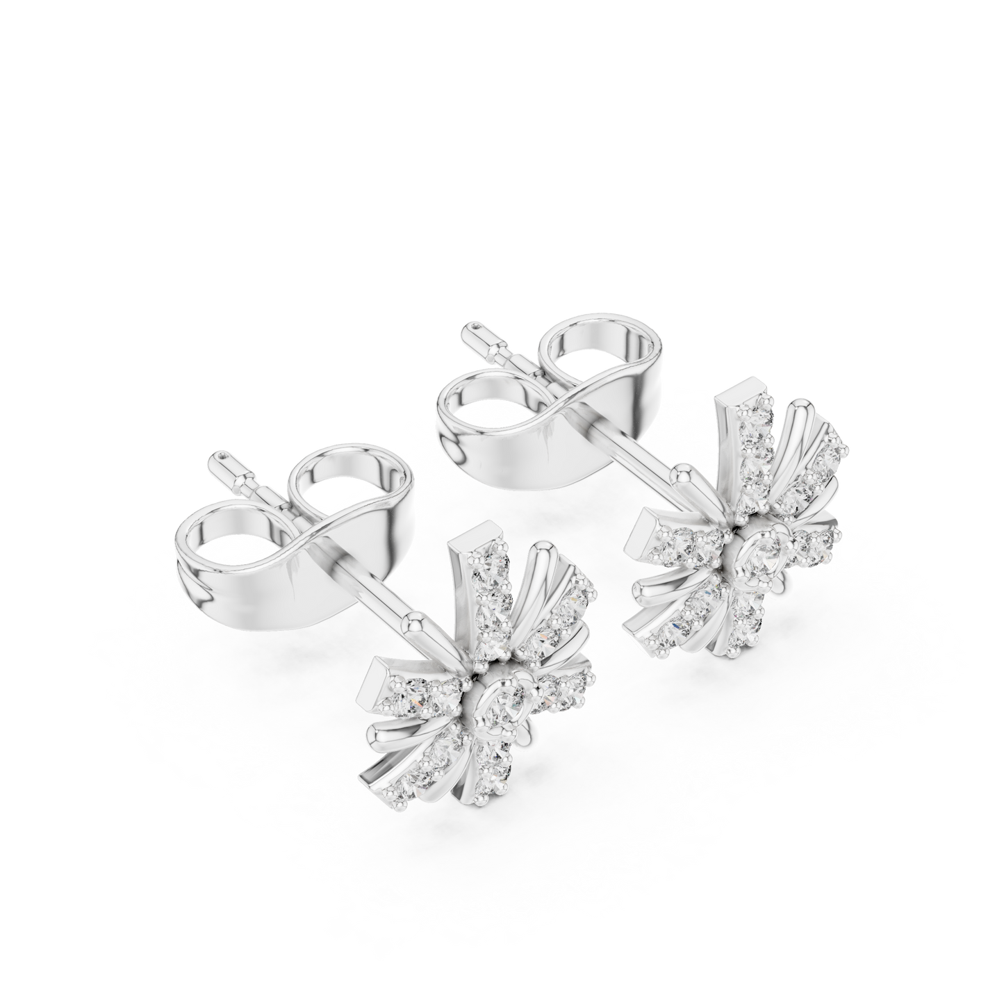 Floral Burst Diamond Stud Earrings | Radiant Bloom Design