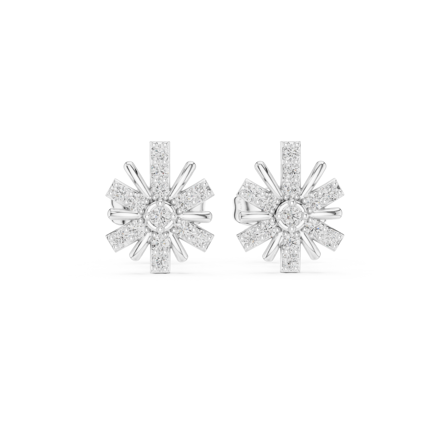 Floral Burst Diamond Stud Earrings | Radiant Bloom Design