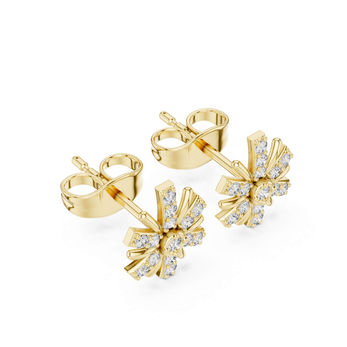 Floral Burst Diamond Stud Earrings | Radiant Bloom Design