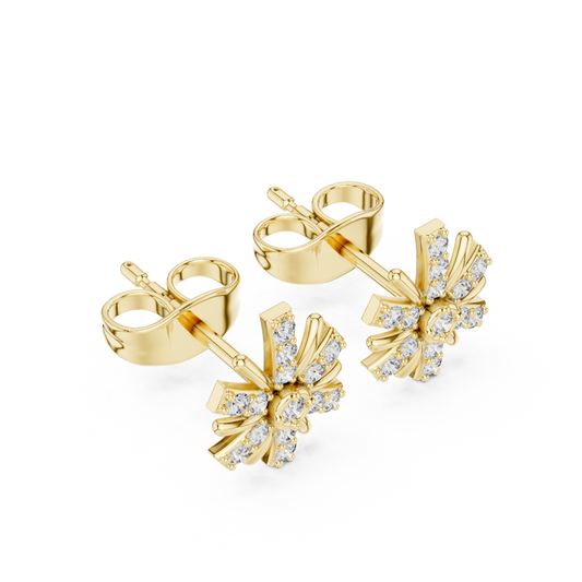 Floral Burst Diamond Stud Earrings | Radiant Bloom Design